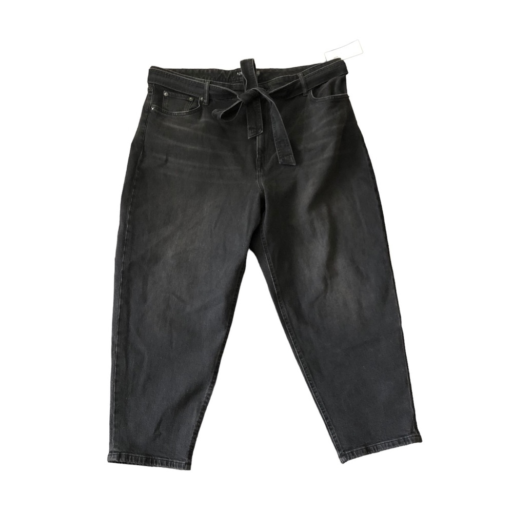 NWT Lauren Ralph Lauren Belted High-Rise Black Round Tapered Jean Size 16W - Picture 2 of 6